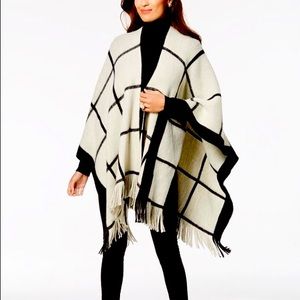 Feels like check fringe poncho